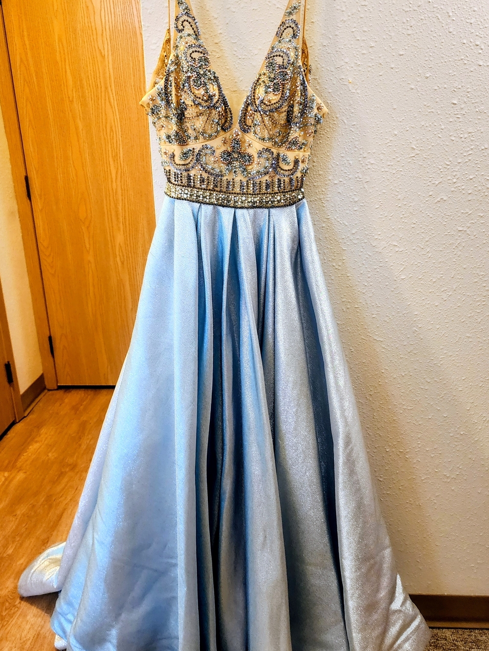 Rachel Allan Light Blue Beaded Ball Gown - Picture 6 of 16
